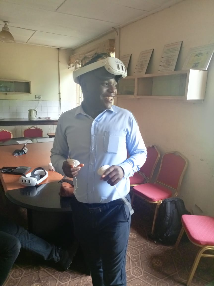 Local clinician trying a Goggleminds VR scenario in Uganda